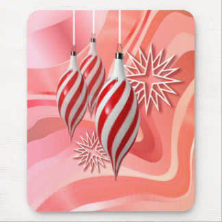RED & WHITE ORNAMENTS & RIBBONS by SHARON SHARPE Mouse Pad