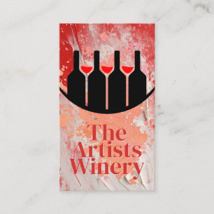 Red White Paint Wine Bottles Logo Business Card