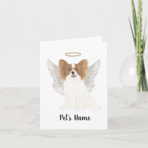 Red & White Papillon Sympathy Memorial Card