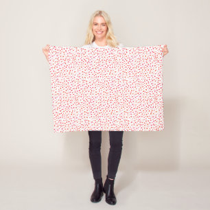 Red White Pattern Hearts Valentine's Day Fleece Blanket