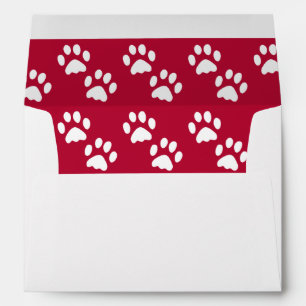 Red & White Paw Prints Holiday Envelope