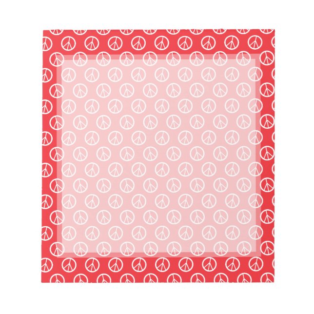 Red White Peace Signs Notepad (Front)
