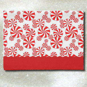 Red White Peppemint Holiday Pattern Kitchen Towel