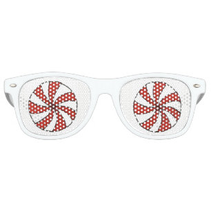 Red White Peppermint Candy Mint Holiday Christmas Retro Sunglasses