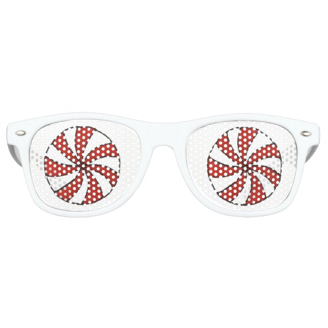Red White Peppermint Candy Mint Holiday Christmas Retro Sunglasses (Front)