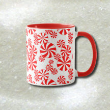 Red White Peppermint Candy Pattern Mug