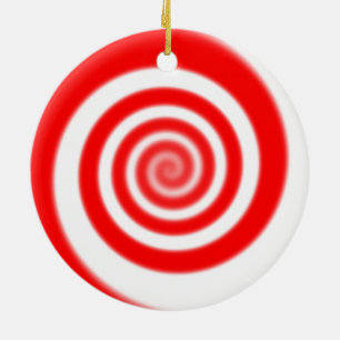 Red & White Peppermint Candy Swirl Ceramic Tree Decoration