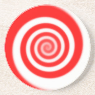 Red & White Peppermint Candy Swirl Coaster