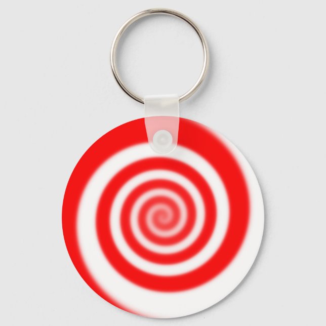 Red & White Peppermint Candy Swirl Key Ring (Front)