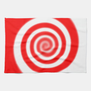 Red & White Peppermint Candy Swirl Tea Towel