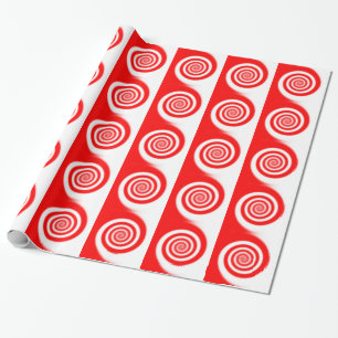 Red & White Peppermint Candy Swirl Wrapping Paper