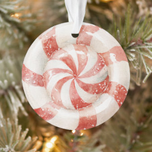 Red White Peppermint Christmas Candy Ornament