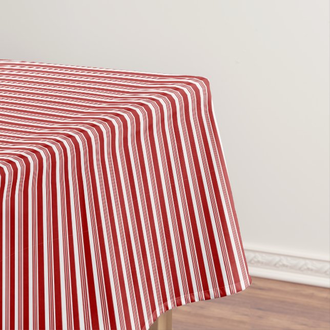 Red White Peppermint Stripes Tablecloth (In Situ)