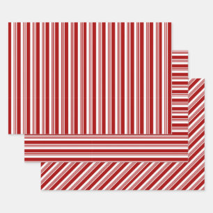 Red White Peppermint Stripes Wrapping Paper Sets