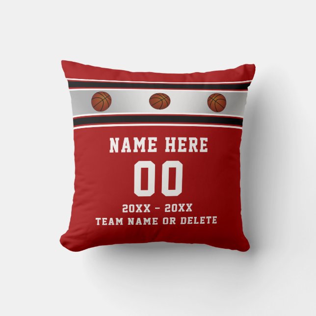 Red White Personalise Basketball Gifts for Players Cushion (Front)