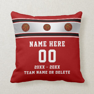 Red White Personalise Basketball Gifts for Players Cushion