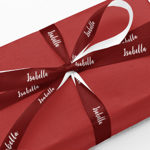 Red & White Personalised Christmas Gift Satin Ribbon
