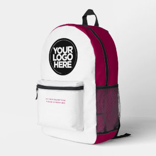 Red White   Personalised Corporate Logo and Text Printed Backpack