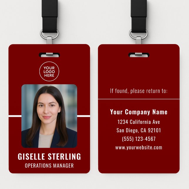 Red White Personalised Employee ID Card ID Badge (Creator Uploaded)