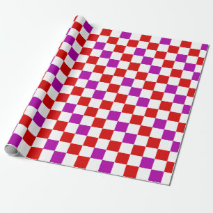 Red White Pink Checkered Pattern Design  Wrapping Paper
