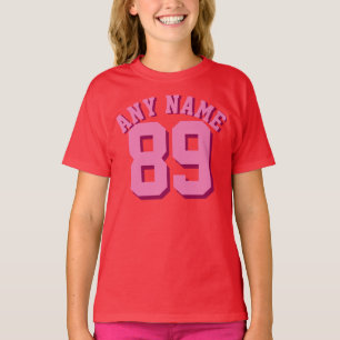 Red White & Pink Kids   Sports Jersey Design T-Shirt