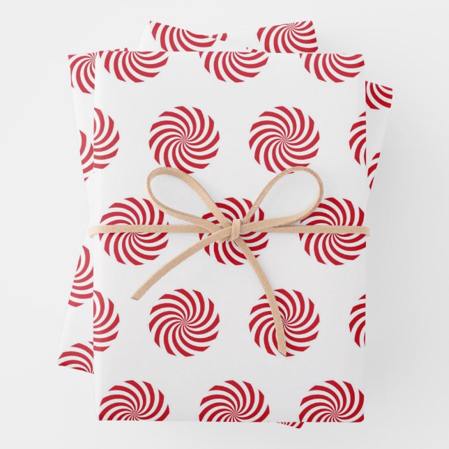 Red & White Pinwheel Christmas Wrapping Paper Sheet (In situ)