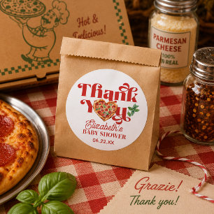 Red White Pizza Themed  Classic Round Sticker