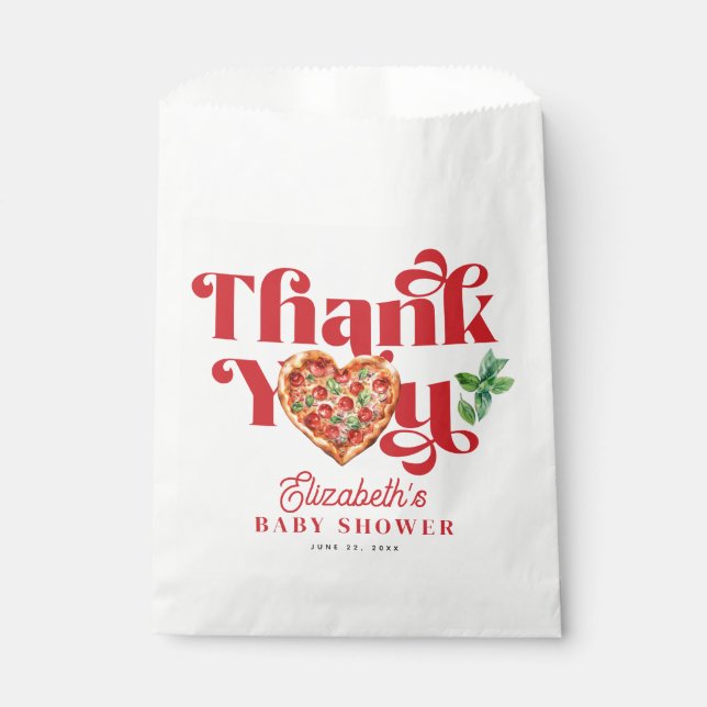 Red White Pizza Themed  Favour Bag (Front)