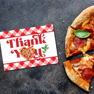 Red White Pizza Themed Thank You Card