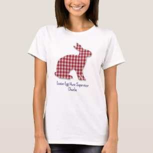 Red & White Plaid Bunny Silhouette Easter Women's T-Shirt
