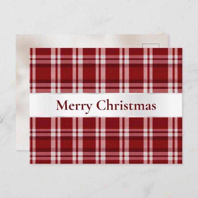 Red White Plaid Christmas Postcard (Front/Back)