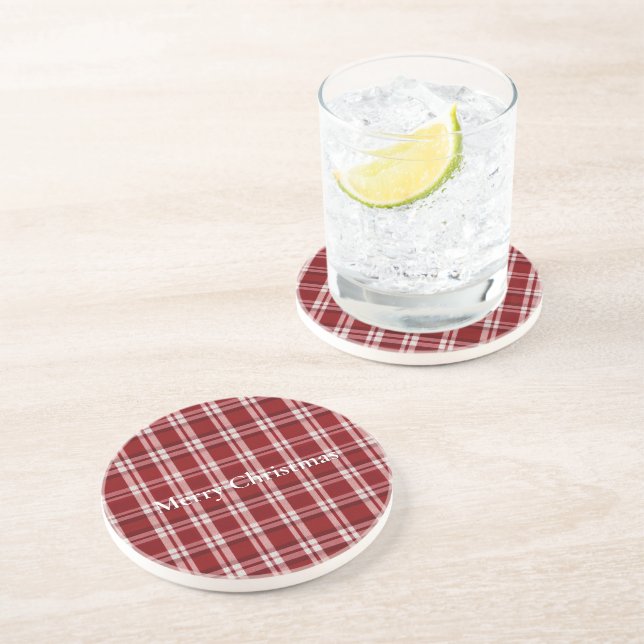 Red White Plaid Coaster (Side)