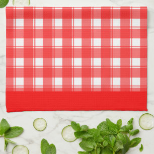 Red White Plaid Patten Kitchen Towel