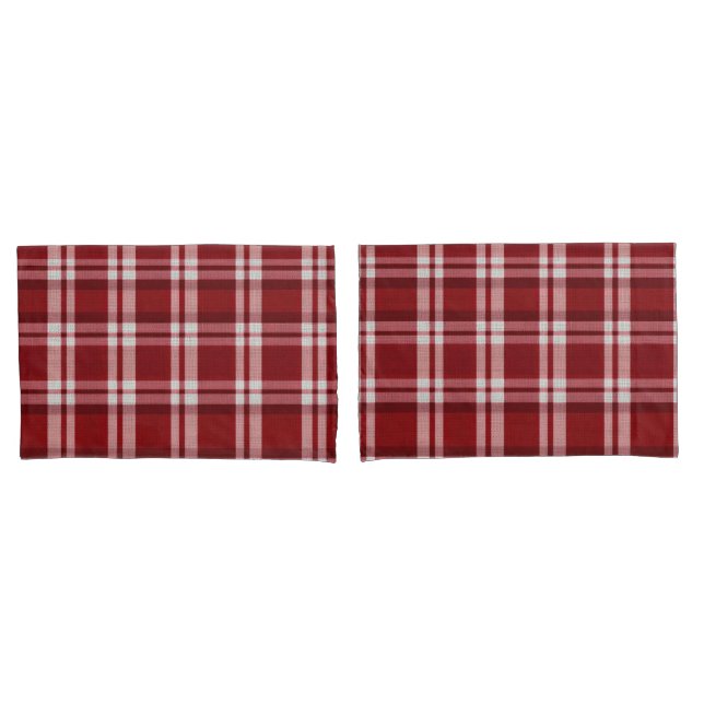 Red White Plaid Pillowcase (Front-Set)