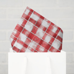 Red White Plaid Stripes Birthday Tissue Paper