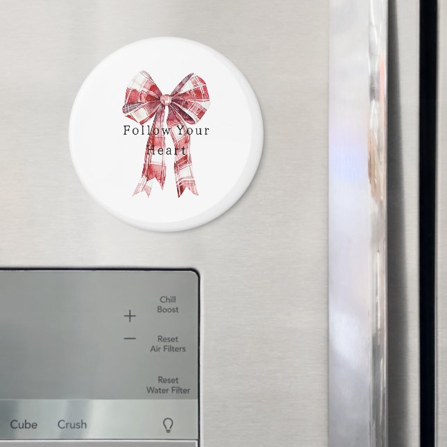 Red White Plaid Stripes Bow   Magnet (In Situ (Fridge))