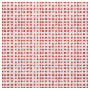 Red White Plaid Stripes  Fabric