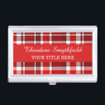 Red White Plaid Tartan Business Card Holder<br><div class="desc">This red and white plaid business card holder has a repeating checked / tartan pattern that's lightly textured. It's a bright,  stylish,  classy plaid pattern that will make your card holder stand out. Easily add your name and title using the templates.</div>