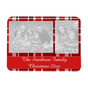 Red White Plaid Tartan Magnet