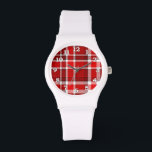 Red White Plaid Tartan Watch<br><div class="desc">This red and white plaid design has a repeating checked / tartan pattern that's lightly textured. It's a bright, stylish plaid pattern.</div>