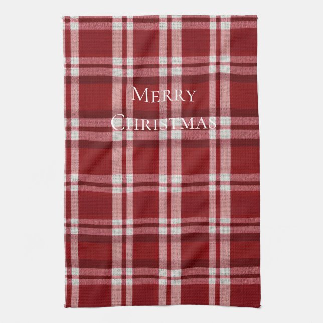 Red White Plaid Tea Towel (Vertical)