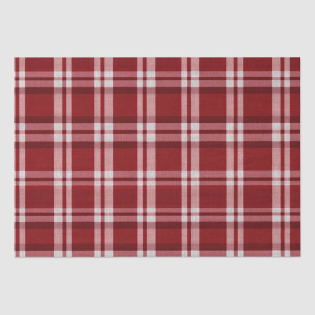 Red White Plaid Tissue Paper (Front)