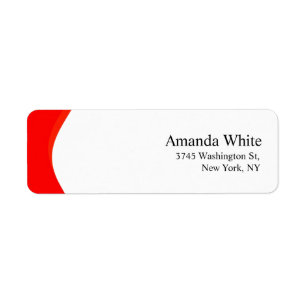 Red & White Plain Elegant Minimalist Modern Return Address Label
