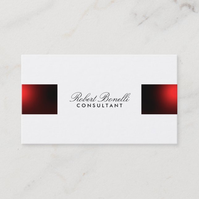 Red White Plain Modern Consultant Business Card (Front)