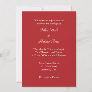 Red White Plain Simple Wedding Invitation