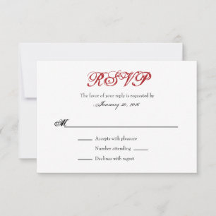 Red White Plain Simple Wedding RSVP Cards