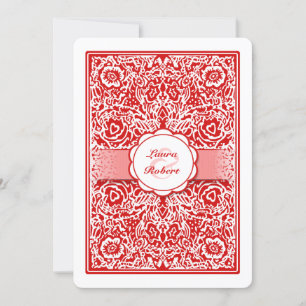 Red & White Playing Card - Hearts Wedding Invite