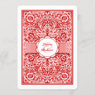 Red & White Playing Card - Hearts Wedding Invite