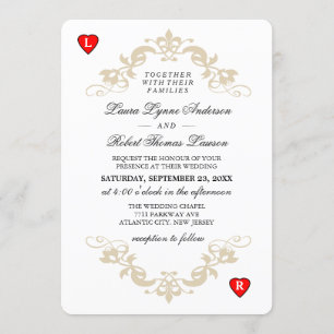 Red & White Playing Card Wedding Invitation Hearts