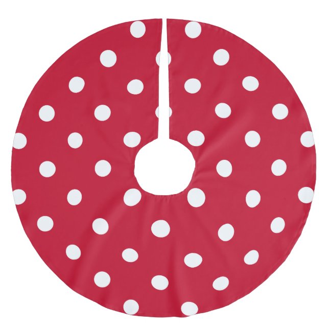 Red & White Polka Dot Brushed Polyester Tree Skirt (Front)